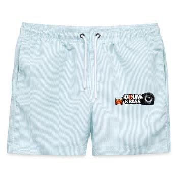 Drum & Bass Rum Speaker Design Havana Club DnB - Männer Badeshorts - hellblau gestreift - Vorne - AI Model Male 178 light (178cm)