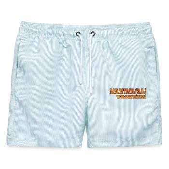 Maximal betrunken. Königstag Königliche Familie Maxima # - Männer Badeshorts - hellblau gestreift - Vorne - AI Model Male 178 light (178cm)