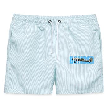 Bomber Bristol Blenheim - Männer Badeshorts - hellblau gestreift - Vorne - AI Model Male 178 light (178cm)
