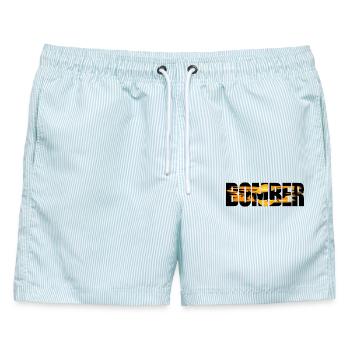 Bomber Avro Lancaster - Männer Badeshorts - hellblau gestreift - Vorne - AI Model Male 178 light (178cm)