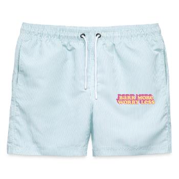 Bark More, Worry Less - Männer Badeshorts - hellblau gestreift - Vorne - AI Model Male 178 light (178cm)
