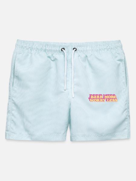 Bark More, Worry Less - Männer Badeshorts - hellblau gestreift