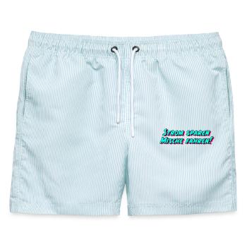 Strom sparen Mische fahren! - Männer Badeshorts - hellblau gestreift - Vorne - AI Model Male 178 light (178cm)