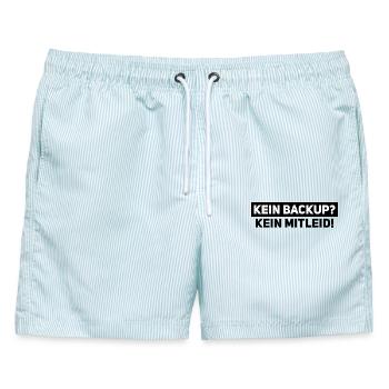 Kein Backup? Kein Mitleid – IT Support Shirt - Männer Badeshorts - hellblau gestreift - Vorne - AI Model Male 178 light (178cm)