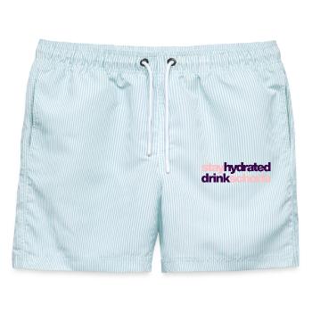stay hydrated - drink schorle - Männer Badeshorts - hellblau gestreift - Vorne - AI Model Male 178 light (178cm)
