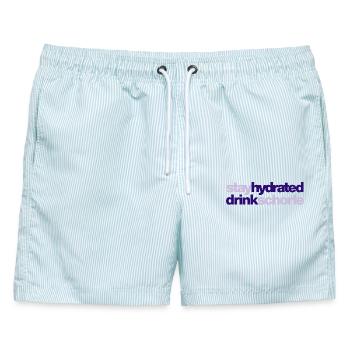 stay hydrated - drink schorle - Männer Badeshorts - hellblau gestreift - Vorne - AI Model Male 178 light (178cm)