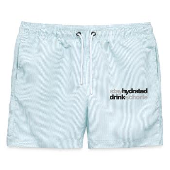 stay hydrated - drink schorle - Männer Badeshorts - hellblau gestreift - Vorne - AI Model Male 178 light (178cm)