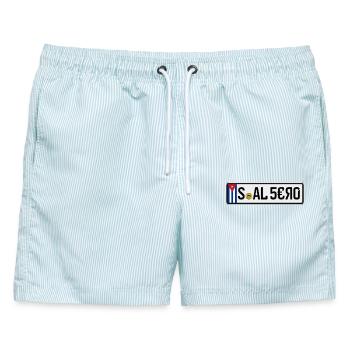 Kuba Kfz-Kennzeichen S-AL 5€Я0 - Männer Badeshorts - hellblau gestreift - Vorne - AI Model Male 178 light (178cm)