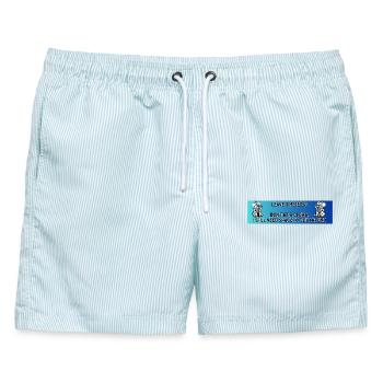 Autoaufkleber eines Rollstuhlclowns # - Männer Badeshorts - hellblau gestreift - Vorne - AI Model Male 178 light (178cm)