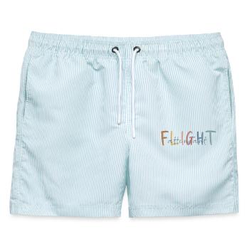 Flugbegleiter Geschenk - Flight Attendant Geschenk - Männer Badeshorts - hellblau gestreift - Vorne - AI Model Male 178 light (178cm)