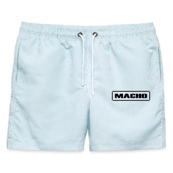 Macho, männlich, frech, Sarkasmus,fun,Geschenkidee - Männer Badeshorts - hellblau gestreift - Vorne - AI Model Male 178 light (178cm)