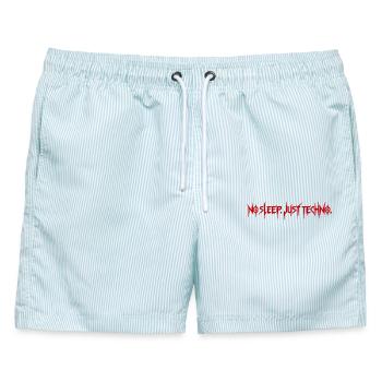 Techno Rave – No Sleep Just Techno - Männer Badeshorts - hellblau gestreift - Vorne - AI Model Male 178 light (178cm)