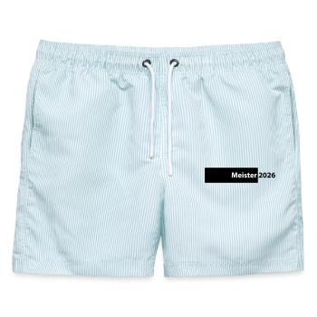 Meister 2026 Meisterschaft - Männer Badeshorts - hellblau gestreift - Vorne - AI Model Male 178 light (178cm)