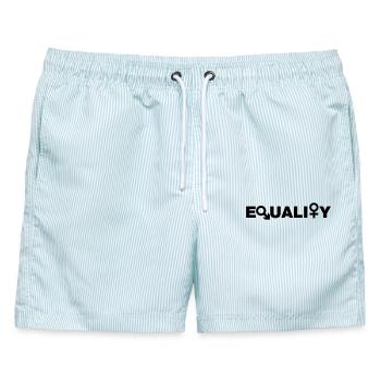 Gleichheit # - Männer Badeshorts - hellblau gestreift - Vorne - AI Model Male 178 light (178cm)