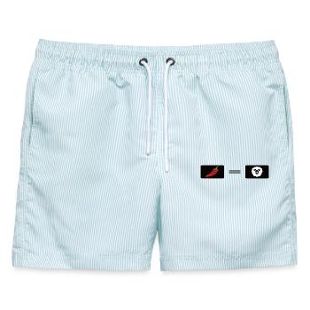 Feuriger Chili-Pfeffer mit Schaf-Design - Männer Badeshorts - hellblau gestreift - Vorne - AI Model Male 178 light (178cm)