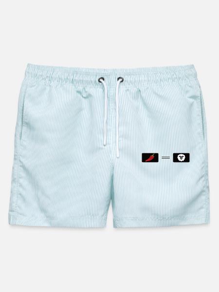 Feuriger Chili-Pfeffer mit Schaf-Design - Männer Badeshorts - hellblau gestreift