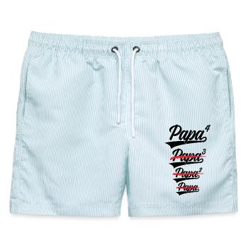 PAPA HOCH 4 KINDER - Männer Badeshorts - hellblau gestreift - Vorne - AI Model Male 178 light (178cm)