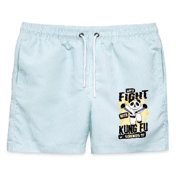 Kung Fu Panda - Männer Badeshorts - hellblau gestreift - Vorne - AI Model Male 178 light (178cm)