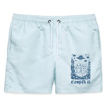 Aliens - O'zapft is - Festzelt, Bier und Gaudi - Männer Badeshorts - hellblau gestreift - Vorne - AI Model Male 178 light (178cm)