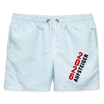 Aufsteiger 2026 Aufstieg - Männer Badeshorts - hellblau gestreift - Vorne - AI Model Male 178 light (178cm)