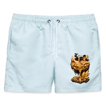 Art Deco Flapper Girl im Martiniglas Gold - Männer Badeshorts - hellblau gestreift - Vorne - AI Model Male 178 light (178cm)