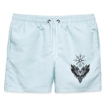 Rabe Odin Vegvisir Valknut - Männer Badeshorts - hellblau gestreift - Vorne - AI Model Male 178 light (178cm)