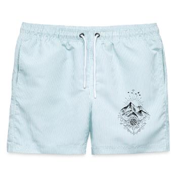 Wandern Berge Edelweiss - Männer Badeshorts - hellblau gestreift - Vorne - AI Model Male 178 light (178cm)