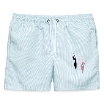 Freude der Bewegung - Männer Badeshorts - hellblau gestreift - Vorne - AI Model Male 178 light (178cm)