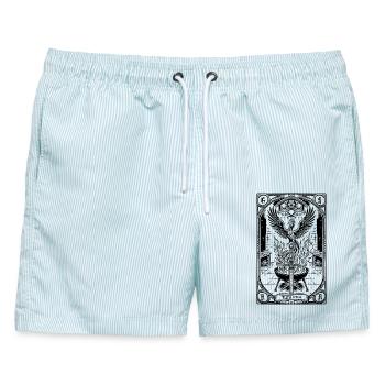 Die Wiedergeburt des Tarot-Phönix - Männer Badeshorts - hellblau gestreift - Vorne - AI Model Male 178 light (178cm)