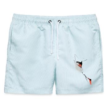 Tanz der Linien - Männer Badeshorts - hellblau gestreift - Vorne - AI Model Male 178 light (178cm)