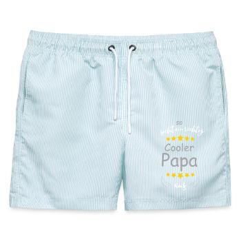 Cooler Papa mit Sternenflügeln - Männer Badeshorts - hellblau gestreift - Vorne - AI Model Male 178 light (178cm)