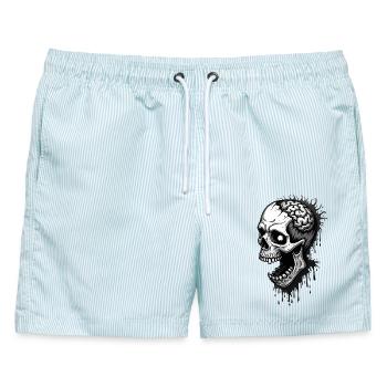 Zombieskull - Männer Badeshorts - hellblau gestreift - Vorne - AI Model Male 178 light (178cm)