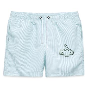 Berglandschaft Natur - Männer Badeshorts - hellblau gestreift - Vorne - AI Model Male 178 light (178cm)