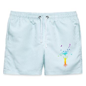 Roots and Wings Chakra Baum des Lebens - Männer Badeshorts - hellblau gestreift - Vorne - AI Model Male 178 light (178cm)
