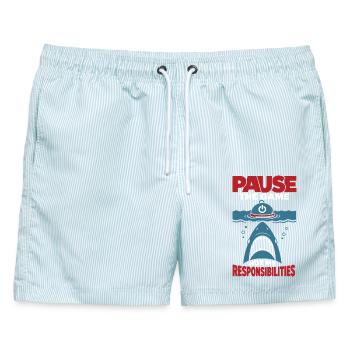 Pause the Game Not My Responsibilities - Männer Badeshorts - hellblau gestreift - Vorne - AI Model Male 178 light (178cm)