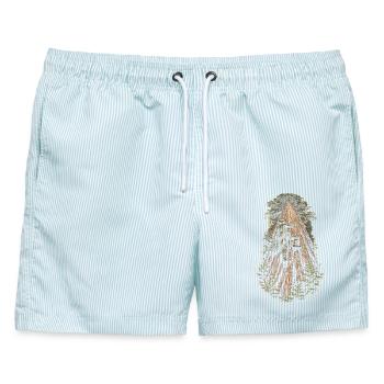 Baumpfleger Baumpflege - Männer Badeshorts - hellblau gestreift - Vorne - AI Model Male 178 light (178cm)
