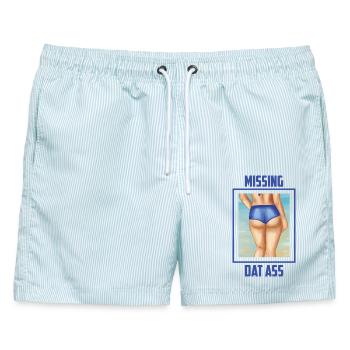 Ich Vermisse diesen Sexy Hintern - Männer Badeshorts - hellblau gestreift - Vorne - AI Model Male 178 light (178cm)