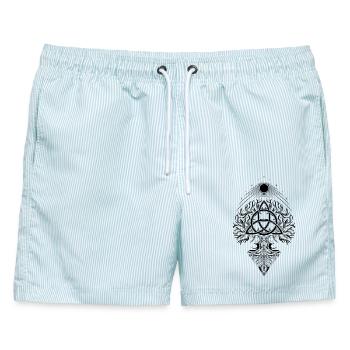 Yggdrasil Lebensbaum Triquetra - Männer Badeshorts - hellblau gestreift - Vorne - AI Model Male 178 light (178cm)