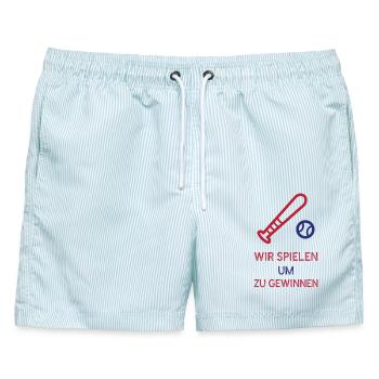 Spielen Um Zu Gewinnen - Männer Badeshorts - hellblau gestreift - Vorne - AI Model Male 178 light (178cm)