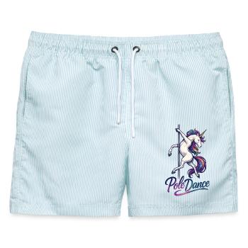 Pole Dance Einhorn Poledancerin Stange Geschenk - Männer Badeshorts - hellblau gestreift - Vorne - AI Model Male 178 light (178cm)