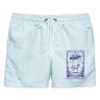 Spiritualität Heilige Geometrie Die Himmelfahrt - Männer Badeshorts - hellblau gestreift - Vorne - AI Model Male 178 light (178cm)