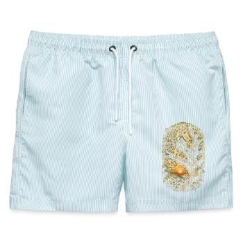 Baumpfleger Baumpflege - Männer Badeshorts - hellblau gestreift - Vorne - AI Model Male 178 light (178cm)
