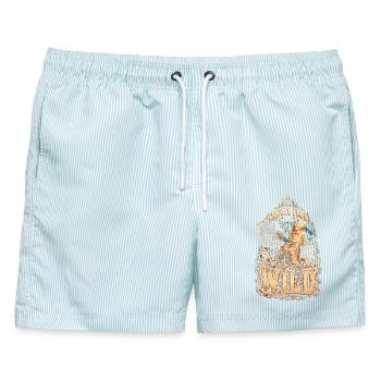 Holzschnitzerei Schnitzen Carved From The Wild - Männer Badeshorts - hellblau gestreift - Vorne - AI Model Male 178 light (178cm)