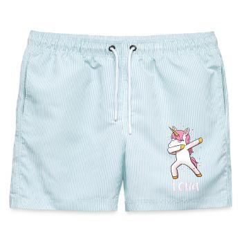 Lena - Männer Badeshorts - hellblau gestreift - Vorne - AI Model Male 178 light (178cm)
