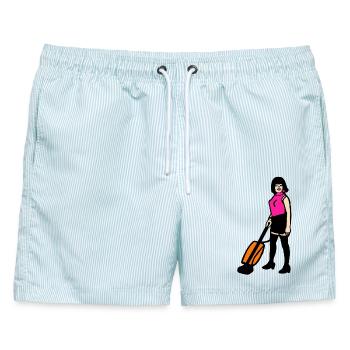 Freddy will sich befreien, Königin, Freddie # - Männer Badeshorts - hellblau gestreift - Vorne - AI Model Male 178 light (178cm)