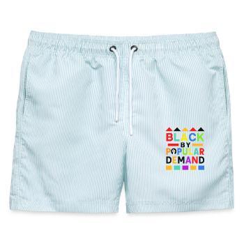 Black by Popular Demand Regenbogen Black Lives Matter - Männer Badeshorts - hellblau gestreift - Vorne - AI Model Male 178 light (178cm)
