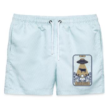 Lustiges Meme Loser Butt Stuff Tarotkarte - Männer Badeshorts - hellblau gestreift - Vorne - AI Model Male 178 light (178cm)