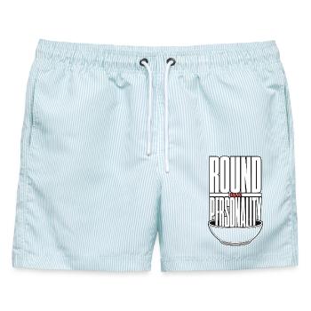 Schüssel – Round Is a Personality - Männer Badeshorts - hellblau gestreift - Vorne - AI Model Male 178 light (178cm)