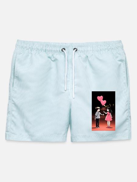 Hearts Delivery of Friendship - Männer Badeshorts - hellblau gestreift