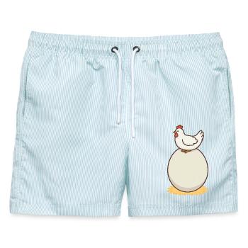 Huhn und Ei - Männer Badeshorts - hellblau gestreift - Vorne - AI Model Male 178 light (178cm)